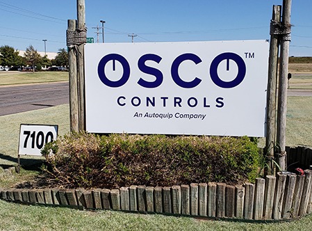 OSCO Controls Sign outside manufacturing facility -