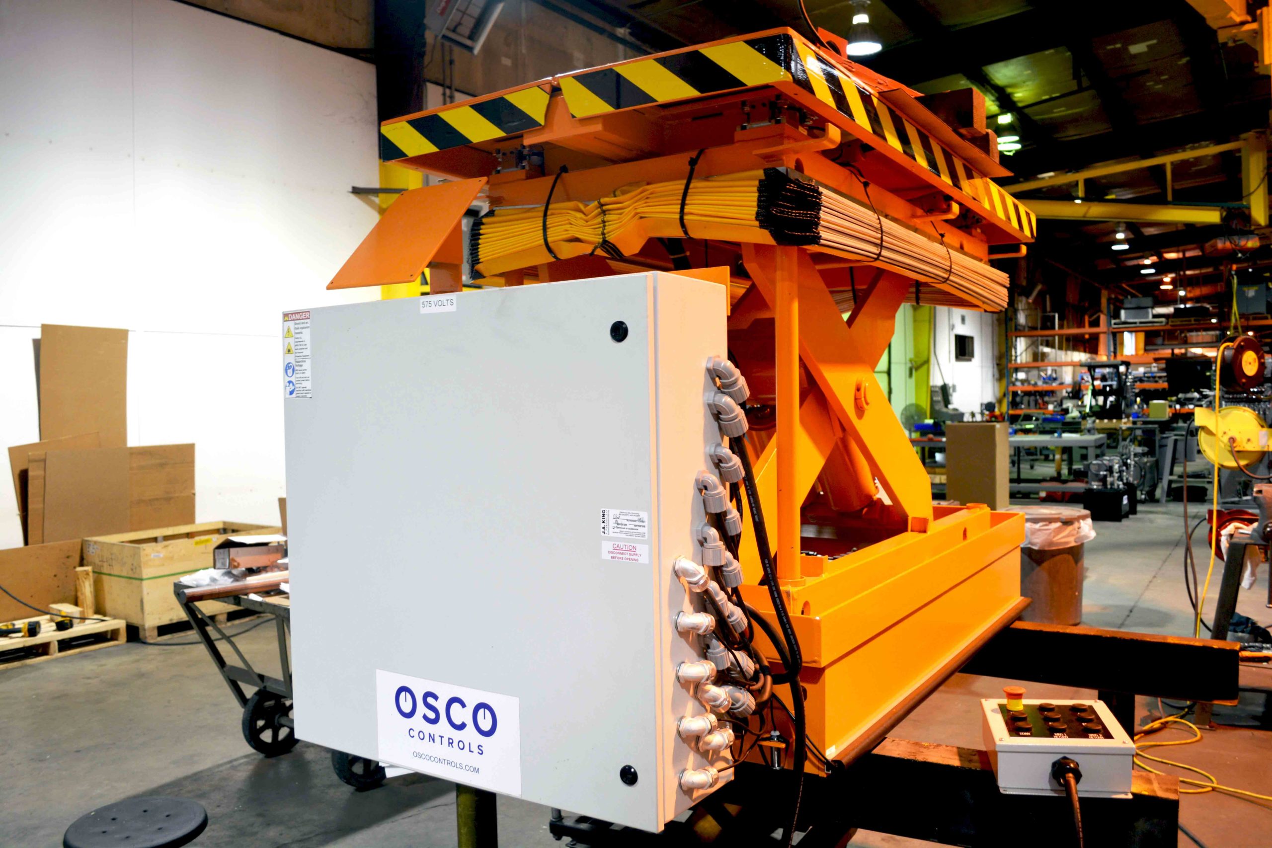material handling lift using osco controls industrial panel - OSCO Controls